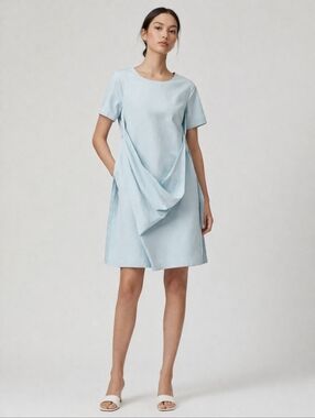 Jil Sander Light Blue Draped  Dress